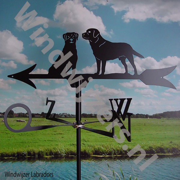 Windwijzer Labradors incl. windroos, staaf en montagesteun