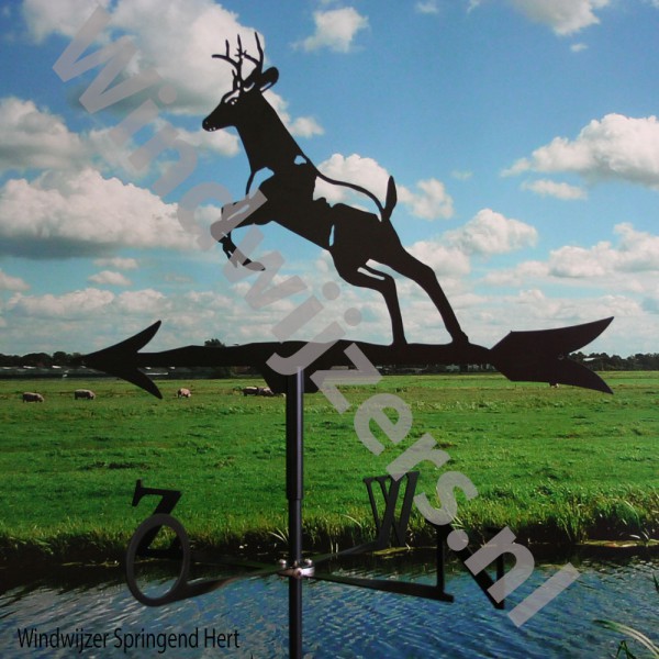 Windwijzer Springend Hert incl. windroos, staaf en montagesteun